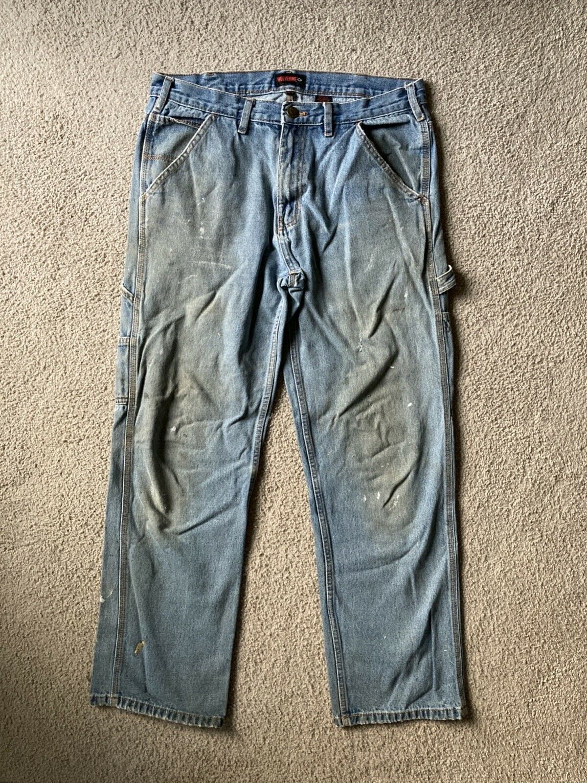 Distressed Men's Jeans Ripped Vintage Denim Grunge Carpenter Pants Size  32x32 M