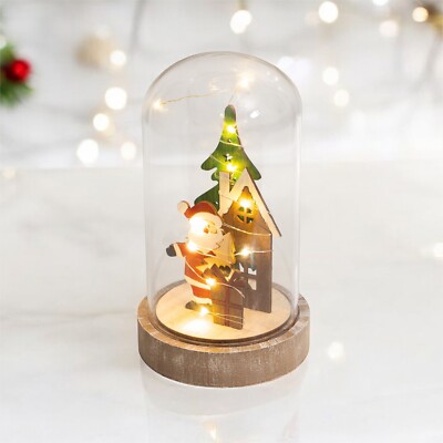 Leuchtcloche Weihnachtsszene Weihnachtsmann Deko festlich batteriebetrieben Ornament