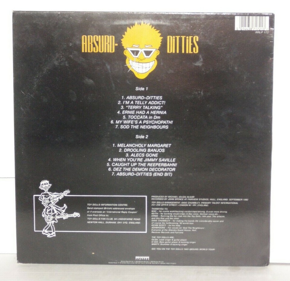 TOY DOLLS Absurd Ditties UK LP Orig VG+ Plays Well 1993 Receiver RRLP