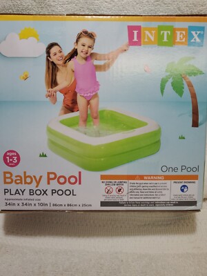 Intex Pool Play Box Pool Green Soft Inflatable Floor Comfort 1-3 yrs 34 x34 10 