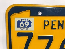 1969 Pennsylvania License Plate Registration Sticker, YOM, PA, Tag