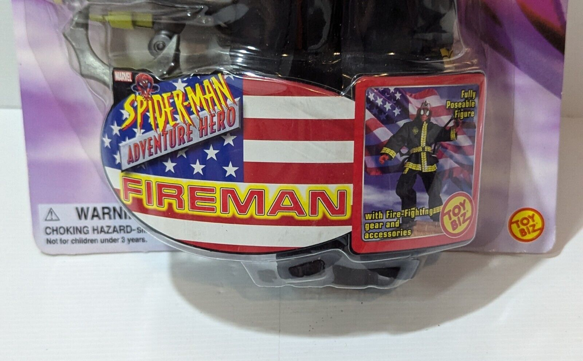 RARE! Marvel Spider-Man Adventure Hero Fireman 10 Inch Figure Toy