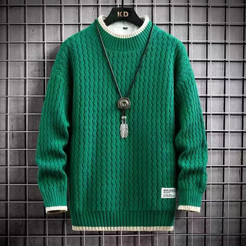 Winter Turtleneck Pullover Patchwork Sweater Men Tops Knitted Christmas Jumper - Picture 16 of 20