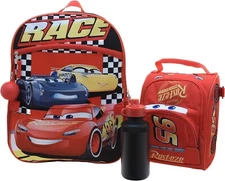 16" Disney Cars 4 Piece Backpack School Bag Bookbag with lunch box & Waterbottle