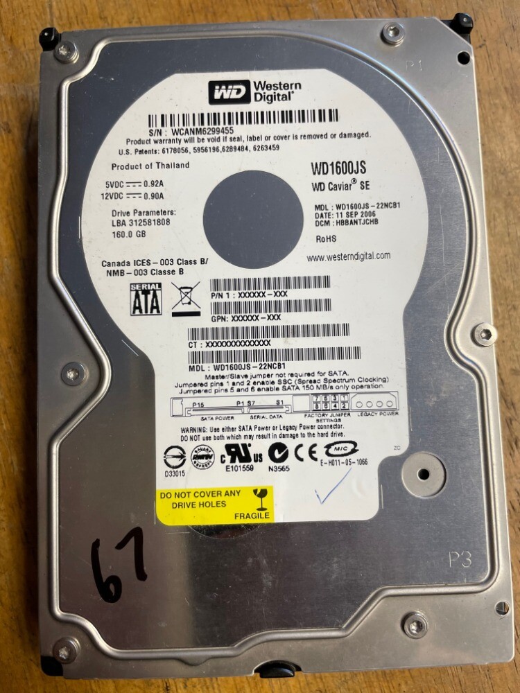 Western Digital 160GB Internal 7200RPM 3.5