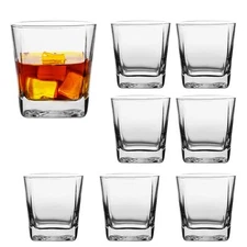 Drinking Glasses Set of 8 Glassware Set Includes 8 Rocks Glasses Heavy Base G...