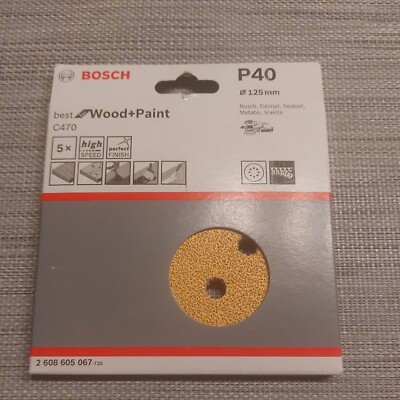 Bosch Schleifpapier Wood + Paint Körnung P40 , C470 , 2608605067,  5er Pack RUND