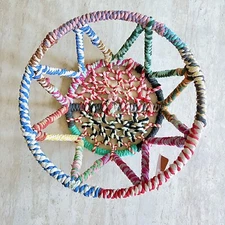 Boho Hand Wrapped Metal Decorative Bowl Basket Portofino Home NEW Colorful Decor