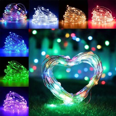 50/100/200 LED Lichterkette Batterie Micro Draht Beleuchtung Xmas String Licht