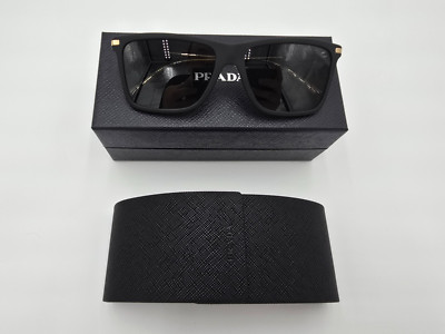Prada SPR 01Z 1BO-08G Sunglasses Matte Black Gold Metal Polarized Glass w/Case