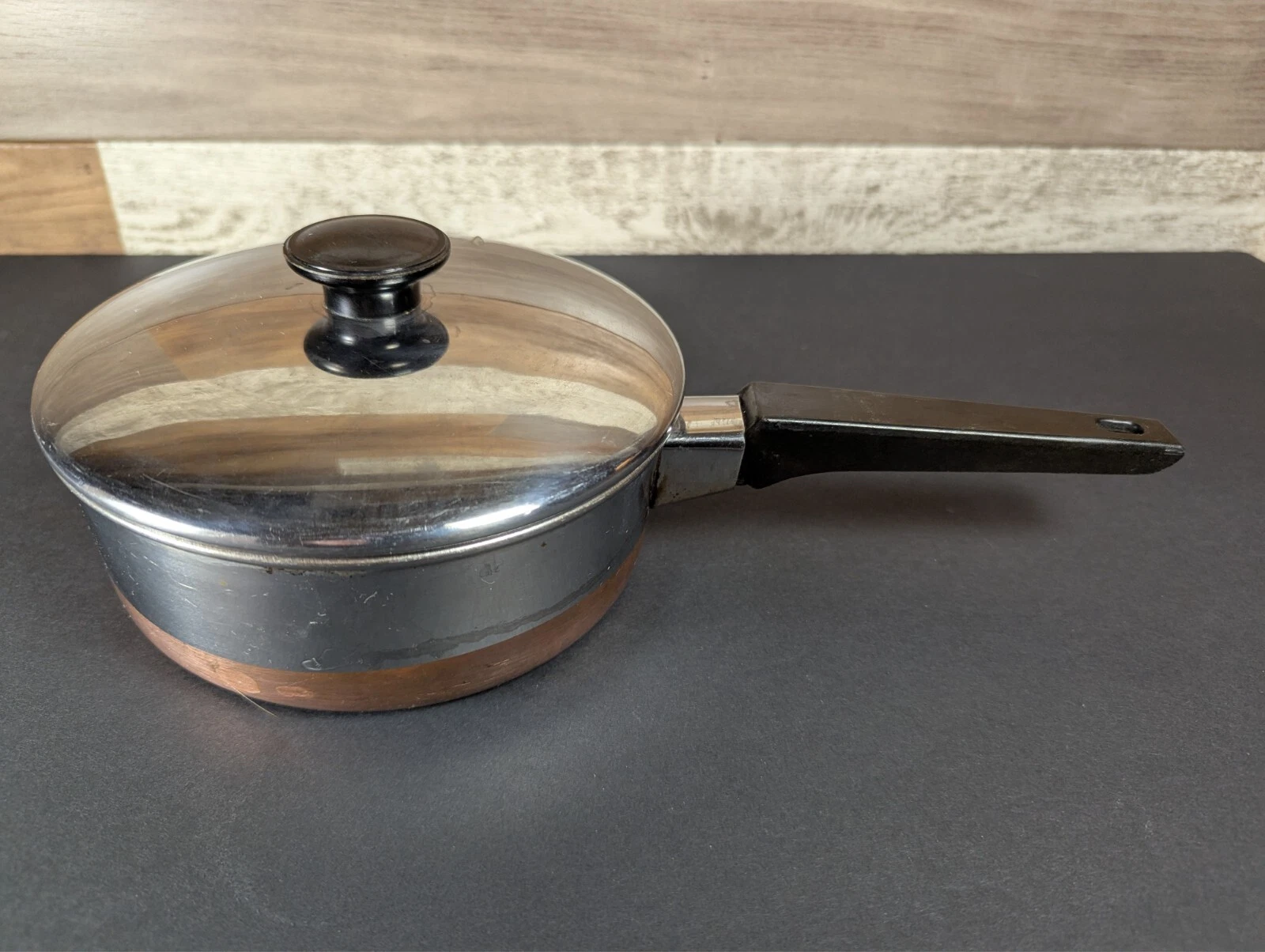 Normandy Stainless Steel Small Sauce Pan w/ Lid 1 Qt copper retired vintage