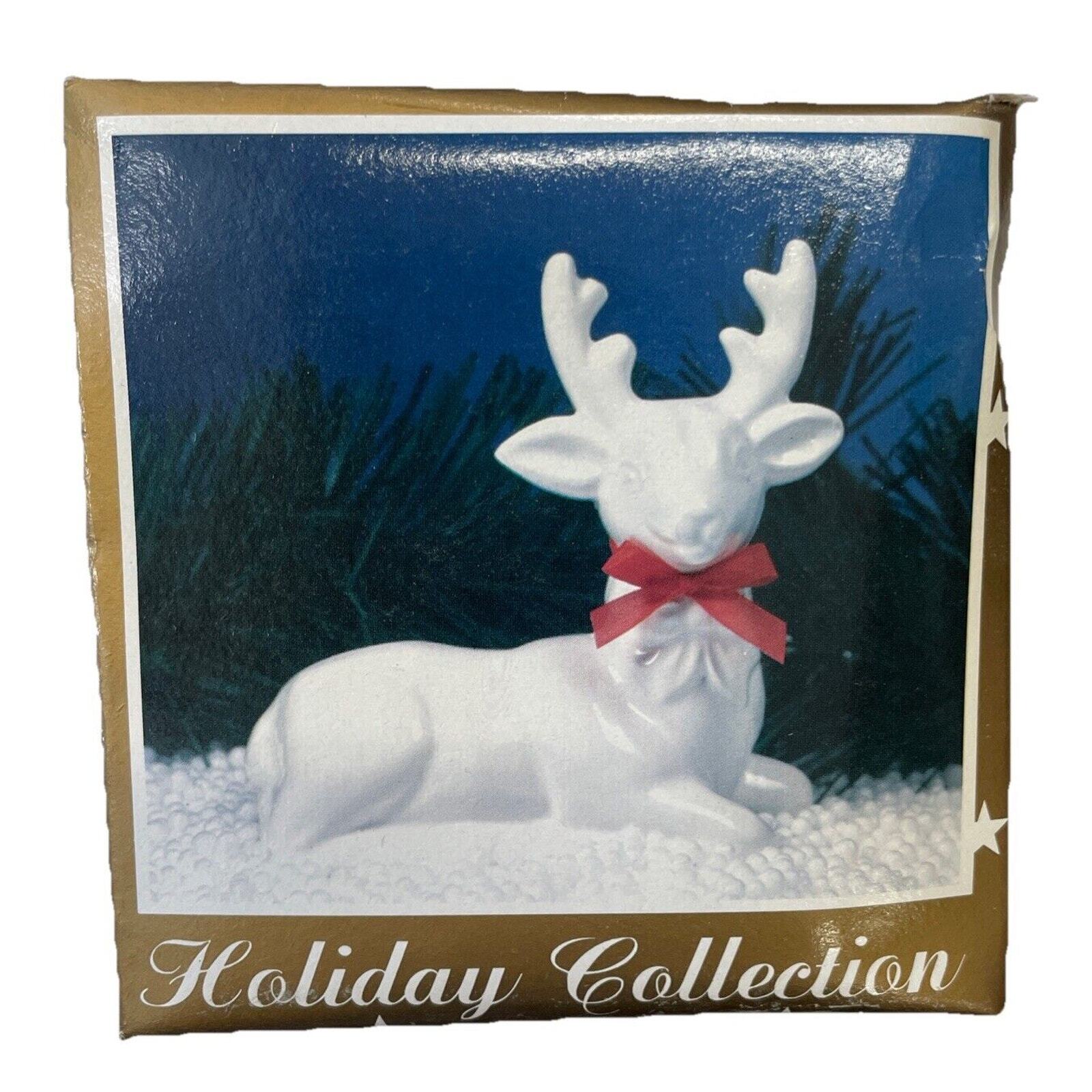Holiday Collection From World Bazaars Inc. White Porcelain Reindeer Figurine
