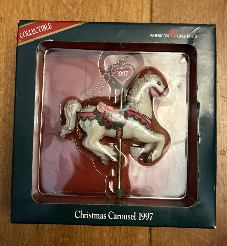 1997 American Greetings Christmas Carousel Collectible Ornament w/box