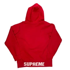Vintage Supreme Back Logo Red Zip Up Fleece Lined Hoodie- Size Large- Flawless