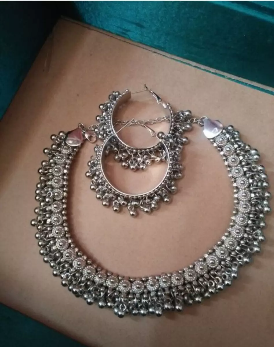 Choker necklace silver sale set