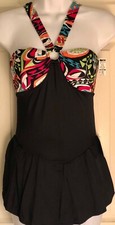 GK ICE FIGURE SKATE DRESS ADULT SMALL HALTER PRINT FOIL NYLON/SPANDEX AS NWT