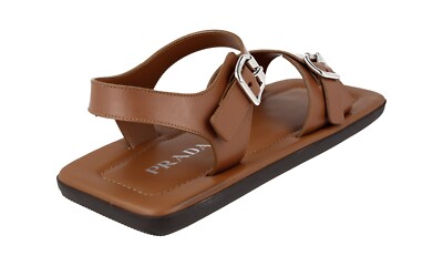 PRADA Leather RUNWAY Square Sandals - 2X3071 Cognac Brown NEW - US