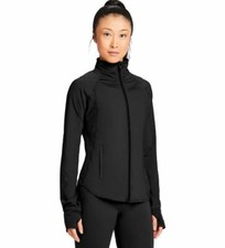 Capezio Mesh insert Jacket Black 11289W zipup mesh cuff thumbholes Renewal 75