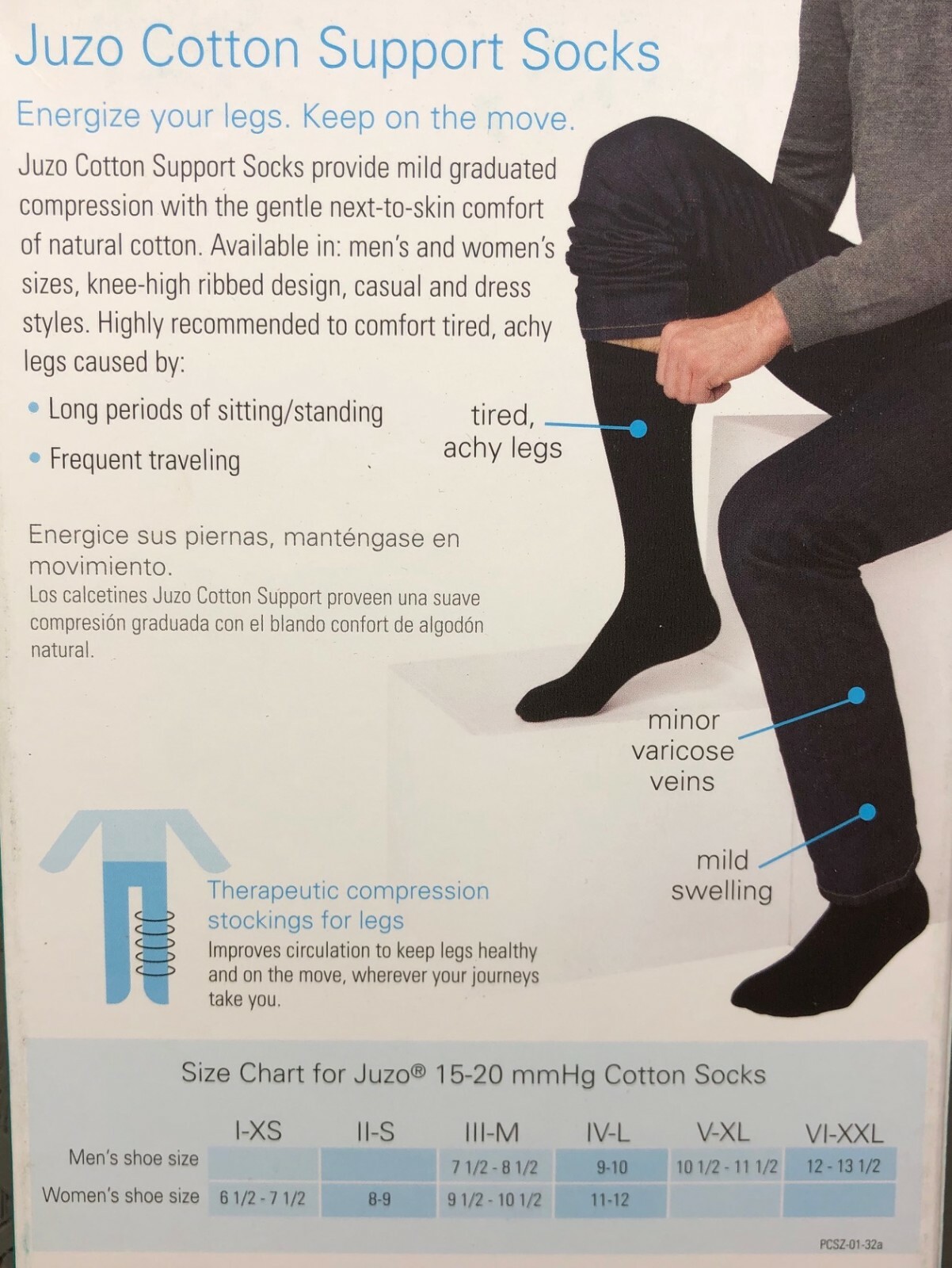 Juzo Cotton Support Socks 1520 mmHg Size and Colors available eBay