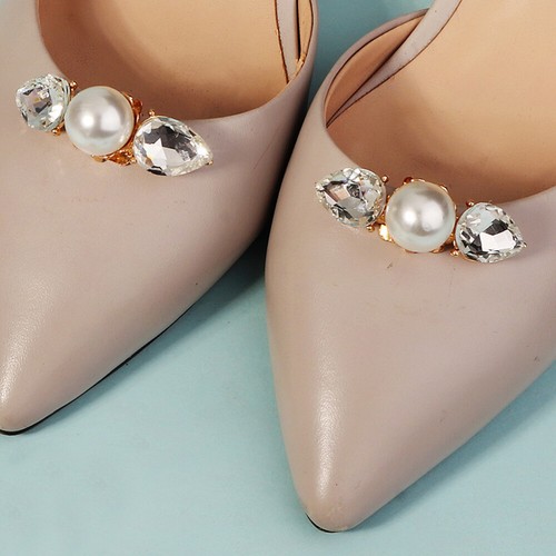 Élégantes pinces à chaussures en métal avec strass - Décoration de chaussures - Boucle de chaussure - Pour robe, chapeau, chaussures de mariage - Décoration de chaussures de mariage (A#), strass