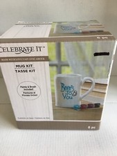 Kit tasse artisanale avec peintures et pinceau, célébrez-le 6 pièces