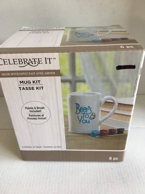 Craft Mug Kit with Paints & Brush, Celebrate It 6 pc