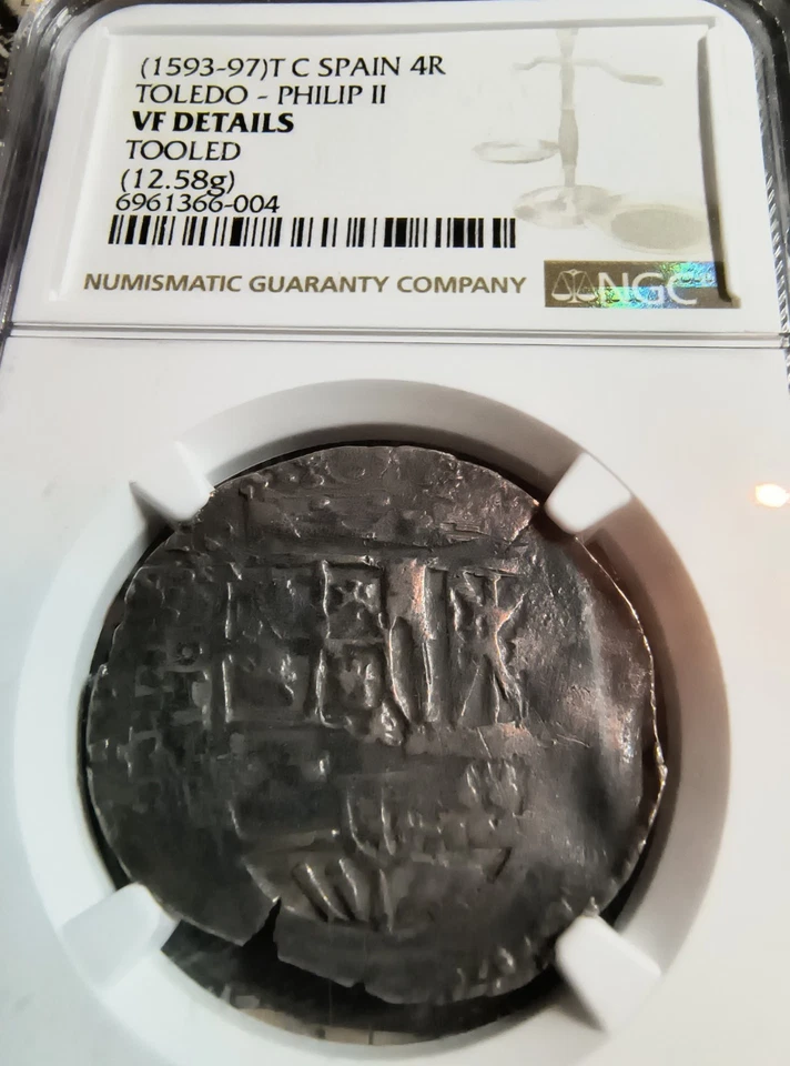 1593-97 - C.Spain 4 Reales Shipwreck Silver Reales Toledo - Philip 11 -VF - Image 3 of 4