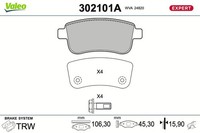 Valeo Bremsbelagsatz Scheibenbremse Expert 302101A FüR Renault Megane 3 BZ0 DZ0