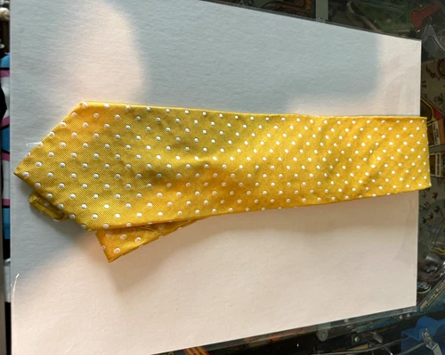 Jos. A. Bank 100% Silk Polka Dot Woven Classic Men's Tie Yellow White Lined - product listing photo