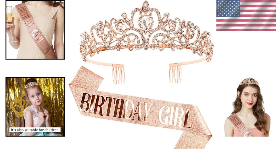 Elegante Tiara de Estrás y Faja Ajustable Set - Perfecto para Cumpleaños Reinas Foto 2 de 4
