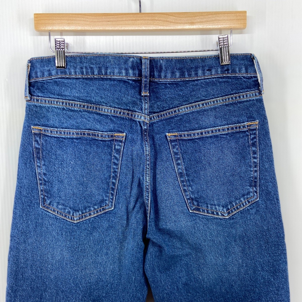 Gap Factory Mid Rise 90s Loose Dark Blue Wash Rinse Denim Jeans Womens 6 28 R View 4