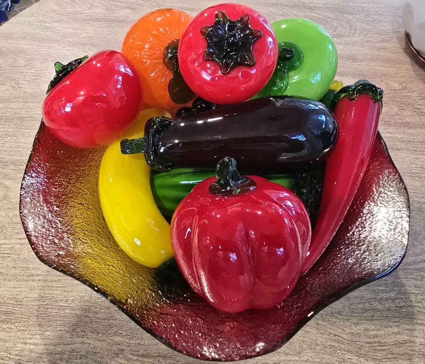 12 Vtg Hand-Blown Art Glass Fruit and Vegetables Murano Style Bowl Not Included 