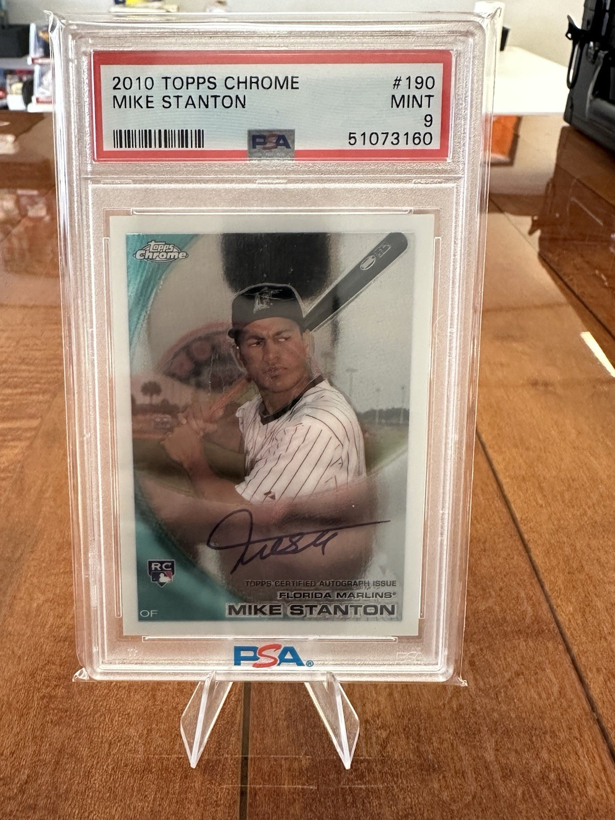 2010 Topps Chrome Mike Stanton Auto Rookie PSA 9 card #190 RC Autograph