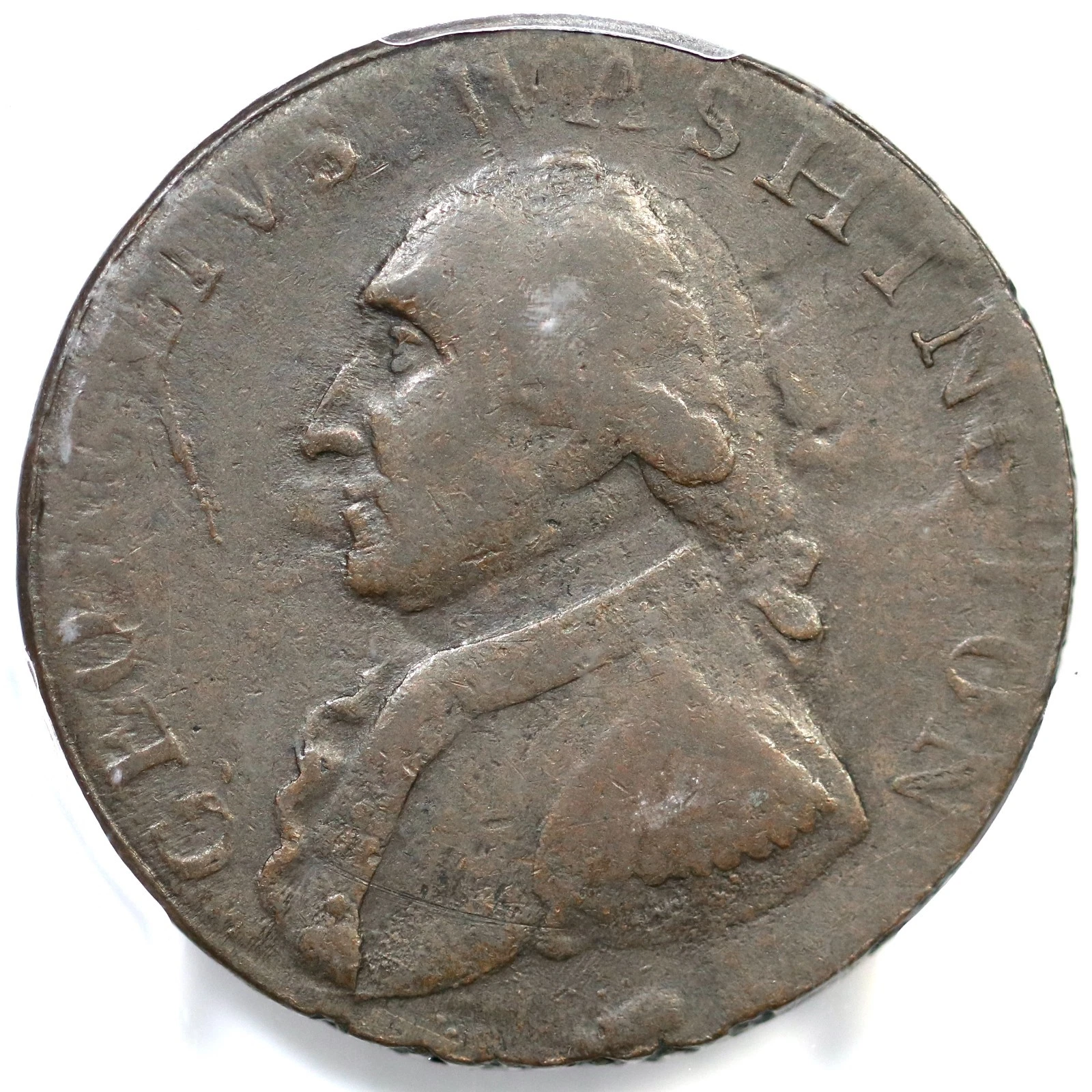 (1795) B-34A R-6+ PCGS XF 40 Lettered Edge Washington North Wales Halfpenny