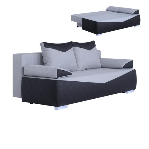 Boxspringsofa - schwarz-silber - Karosteppung - Dauerschläfer Sofa Couch - Bild 1 von 10