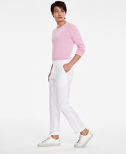 Tommy Hilfiger Modern-Fit Pure Linen Pants Mens 34Wx32L White Button Zip Closure