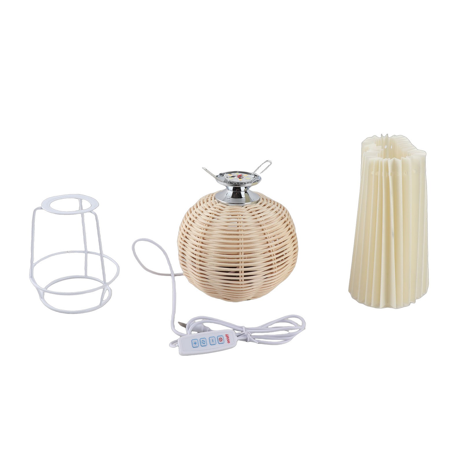 Ins Wind Rattan Pleated Table Lamp Retro Vintage Lamp Bedroom Bedside Homestay D