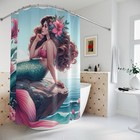 Mermaid Oasis Shower Curtain – Vibrant Floral Ocean Design | 71"×74" Bathroom — photo 4