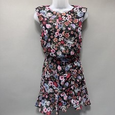 Express Conscious Edit floral Rushed Ruffle fit and flare dress size XS