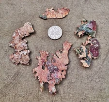 4 Flat Raw Copper Specimens 1.23oz Cliff Mine Keweenaw Peninsula Michigan