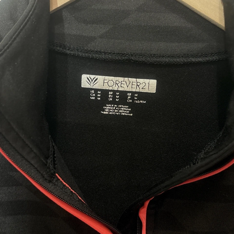 FOREVER 21 Activewear Jacket Womens M Black 1/4 Zip Pullover Sporty Athleisure - Image 3 of 4