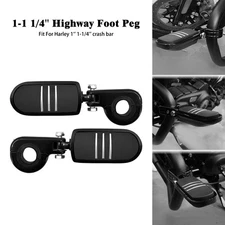 Black 1 1/4" Engine Guards Highway Foot Pegs Mounting Clamps For Harley Touring
