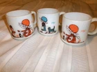 3 Vintage HOLLY HOBBIE DAISY Friendship Cups/Mugs KIRBY MARTIN MILK GLASS. L@@K!