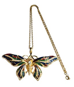 Authentic Camrose & Kross JBK Jackie Kennedy Gold Plated Crystal Butterfly Pendant Brooch
