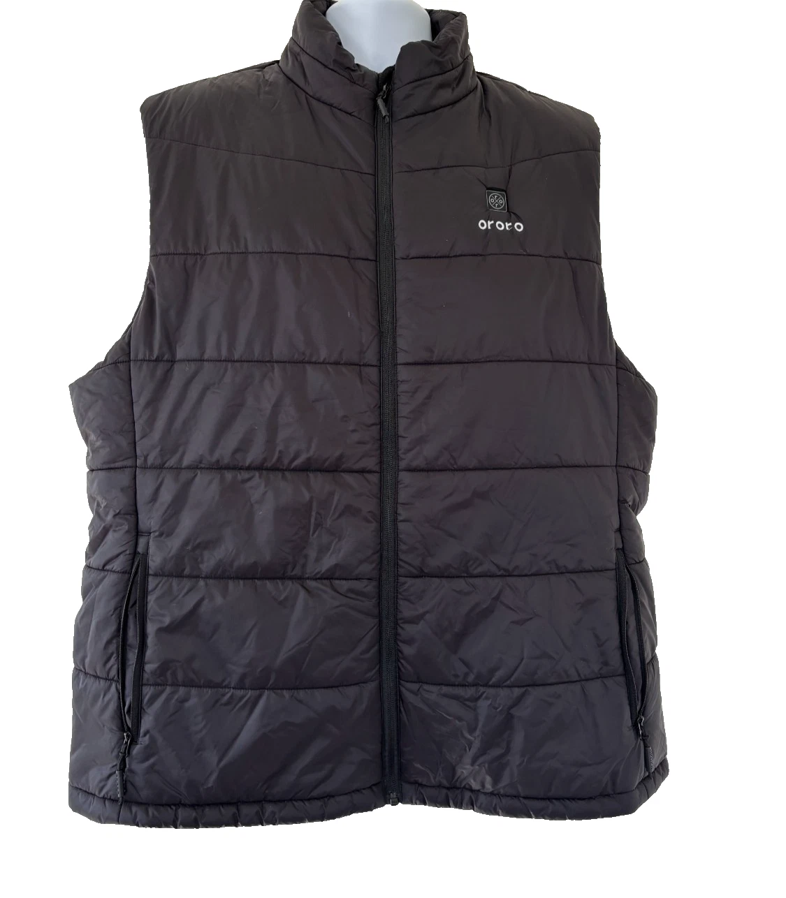 Ororo Puffer Vest Mens 2XL Black Pockets Lightweight Heated Apparel Hiking Gorp