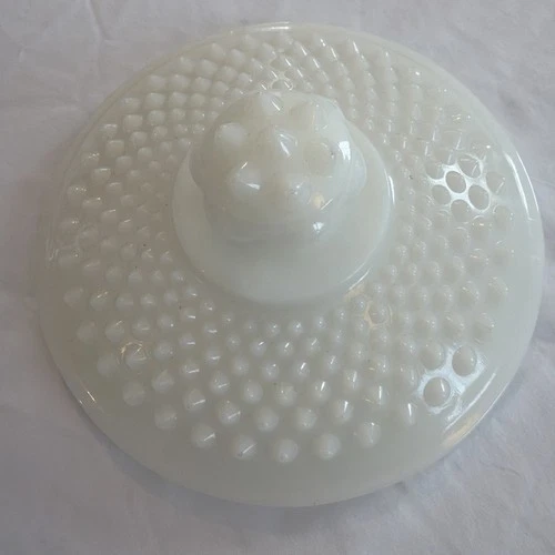 Vintage Anchor Hocking Milk Glass Hobnail Ice Bucket/Cookie Jar LID ONLY READ