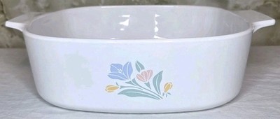 CorningWare Friendship Tulip Casserole Baking Dish A-2-B 2 Qt USA Vintage Floral