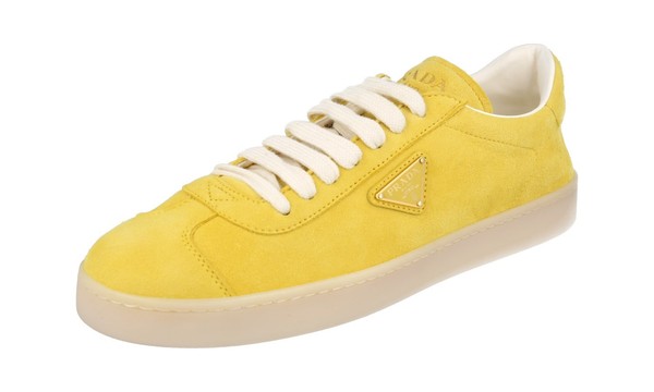 Prada Wildleder Downtown Lane Sneaker 1E413N Sonnen Gelb Neu - 39,5 40 Uk 6.5-image
