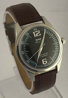 Refurbished HMT Pilot HandWinding Black Dial Analog Men's Wrist Watch Free Ship