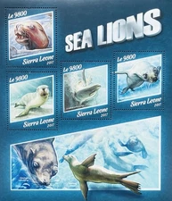 SIERRA LEONE SEA LIONS MARINE LIFE STAMPS MNH 2017 OCEAN LION WILD ANIMALS 1